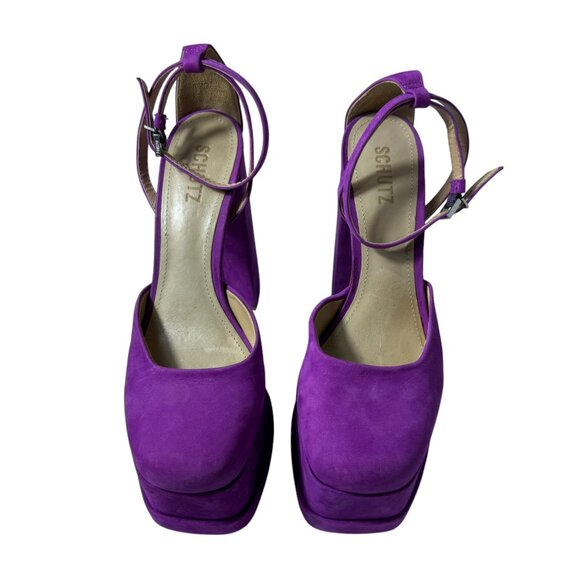 Schutz Luan Purple Suede Platform Heels – Size 7.5B - Picture 4 of 11